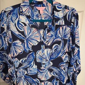 Lilly Pulitzer Navy and Pink Floral Top
